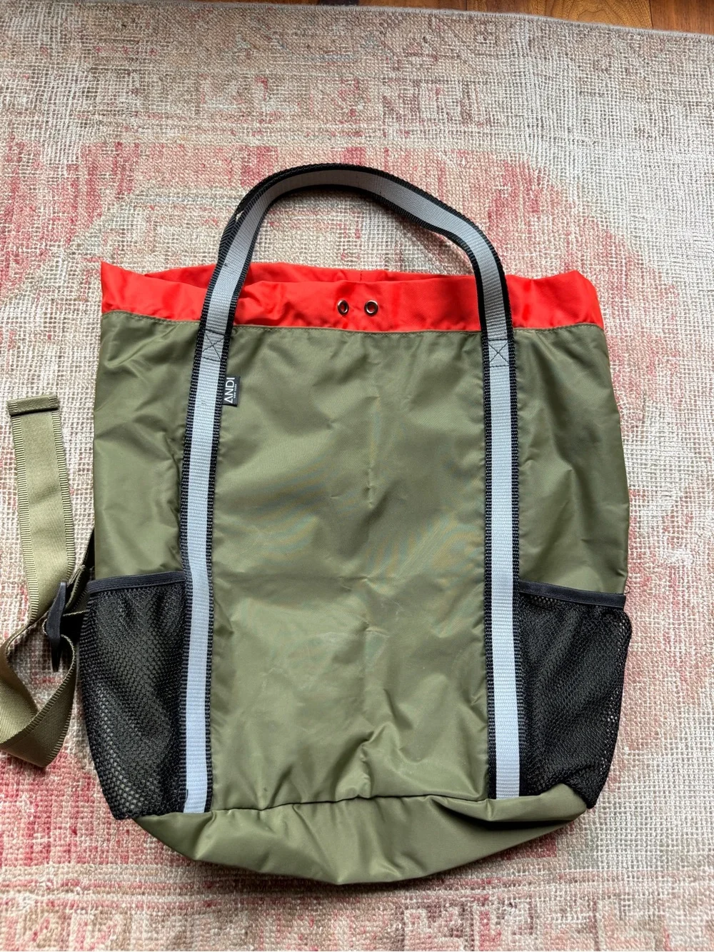 Olive and orange Convertible Everyday Backpack Tote